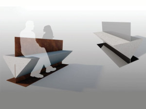 Реконструированная каменная скамья без спинки