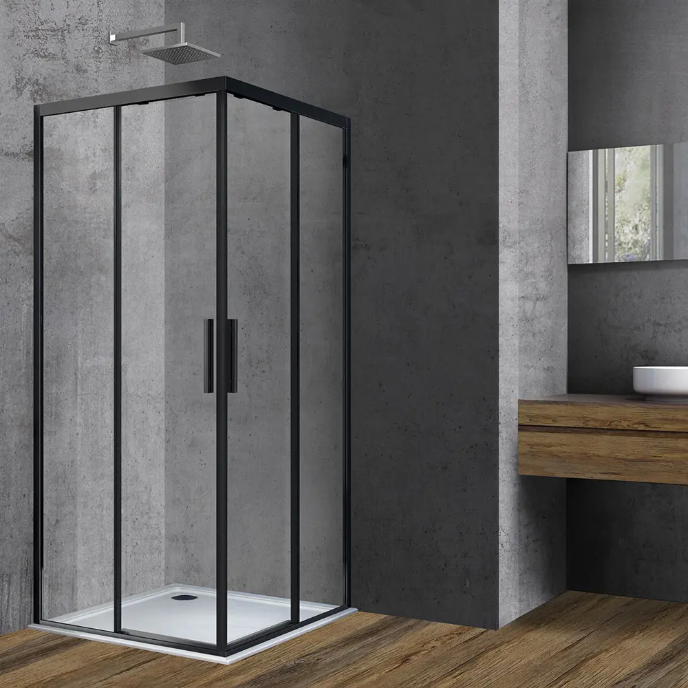 91765549 Душевой уголок с поддоном Vincea Soft 90x90 см черный, без сифона STLM-0978985