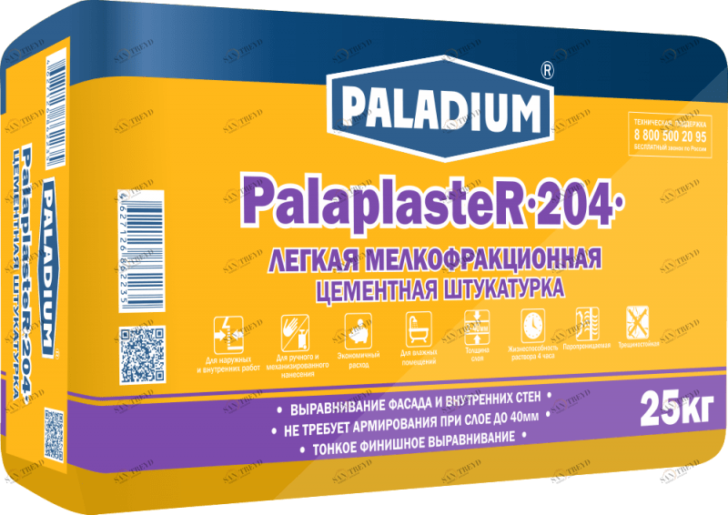 PL-204/25 Штукатурка цементная PalaplasteR-204, 25 кг Paladium 