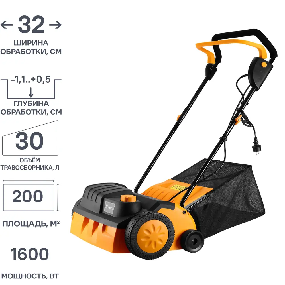 Электрический скарификатор-аэратор DEKO DKESC320 для идеального газона 87234077 STLM-1433766