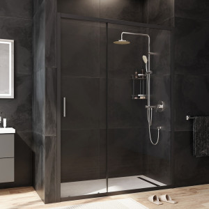 W90G-140-1-195BT Solo Дверь душевая 140х195 стекло прозрачное профиль черный матовый AM.PM Gem