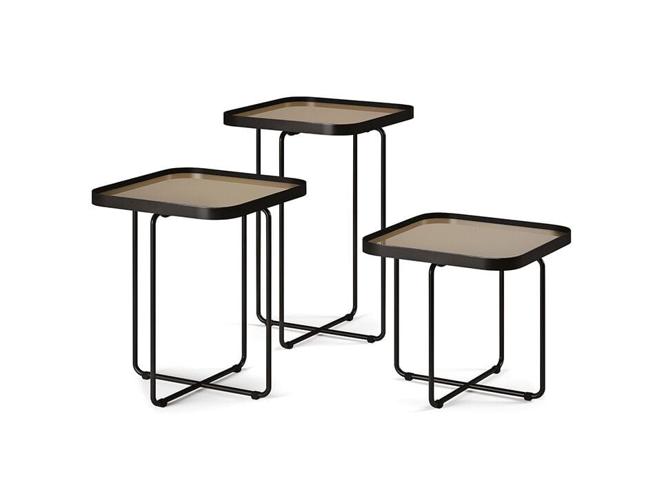 Квадратный металлический журнальный столик и зеркальный Хрустальный верх Cattelan italia BENNY ARCH-00037360