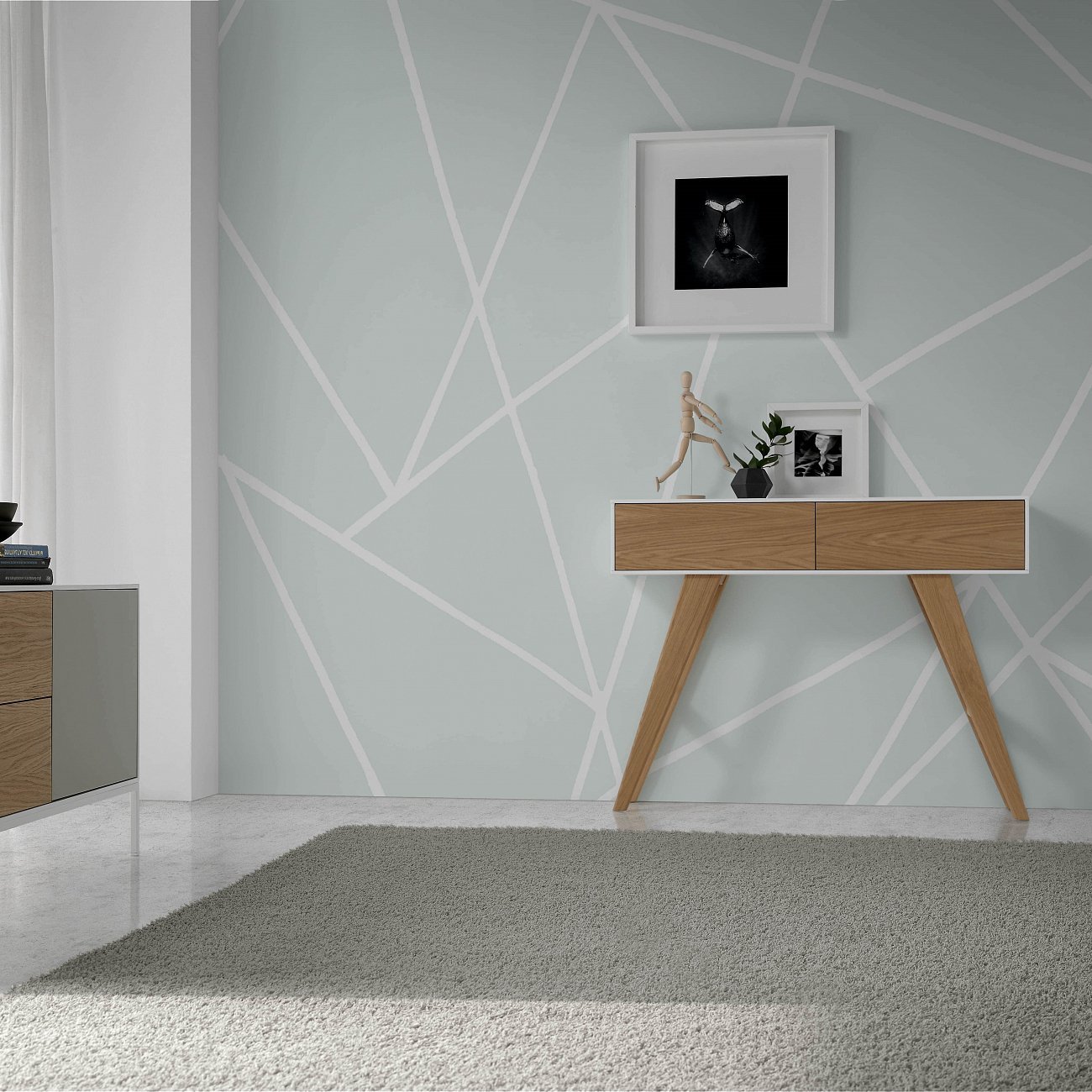 Консоль белая с деревянными ящиками, орех GOB-5438-3 от Angel Cerda ANGEL CERDA  241765 Орех;бежевый  - Вид №3