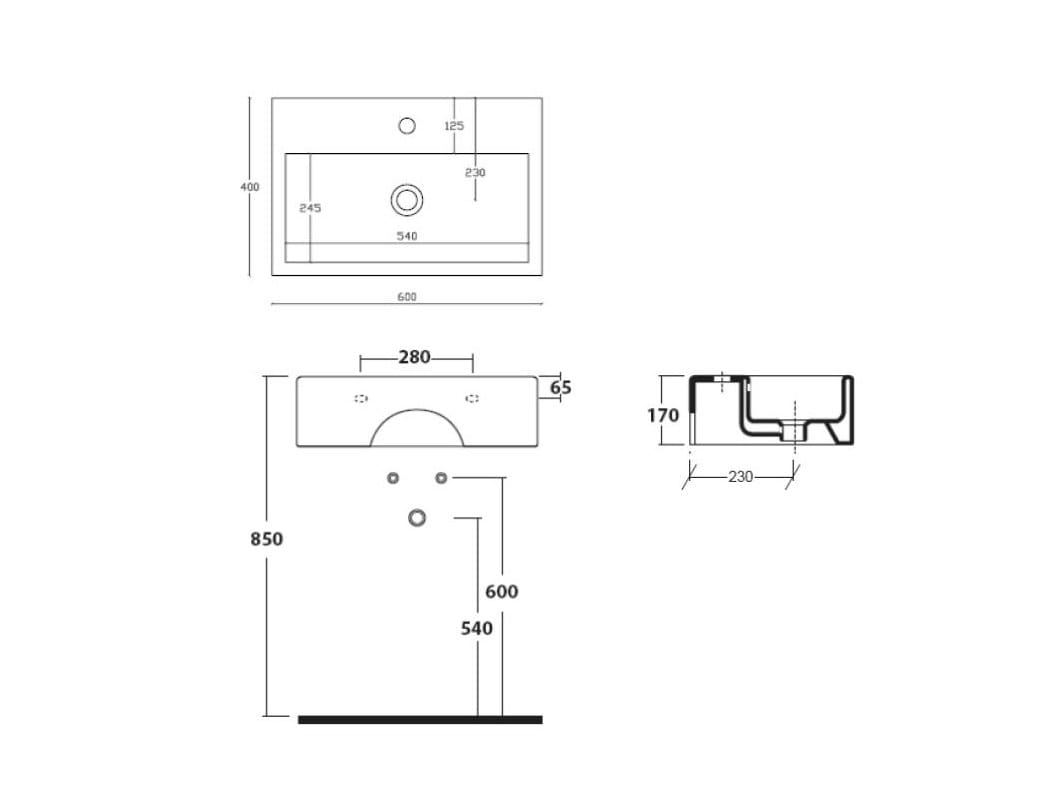 Прямоугольная сланцевая раковина Galassia MATERIA ARCH-00122941 - Вид №2