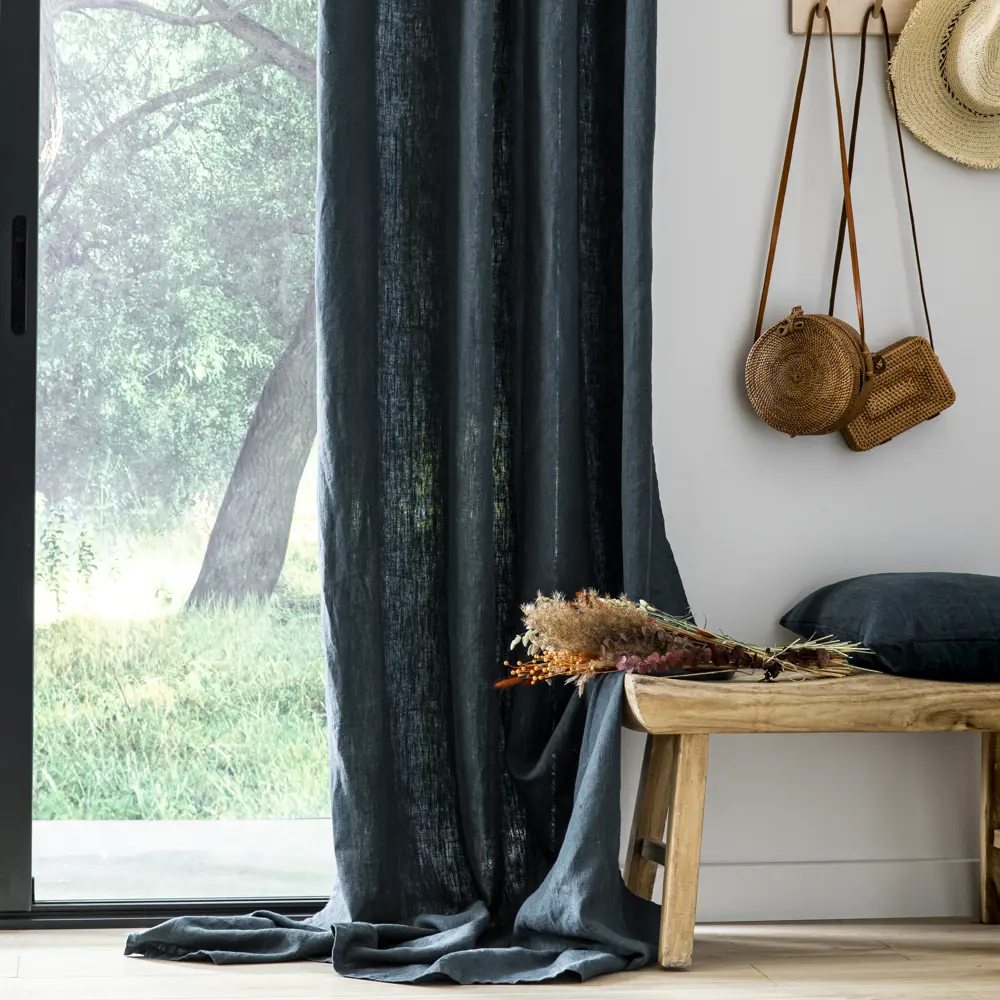 Штора на люверсах Inspire Danae 140x280 см цвет черно-синий Fjord 0 84843047 STLM-2118541 