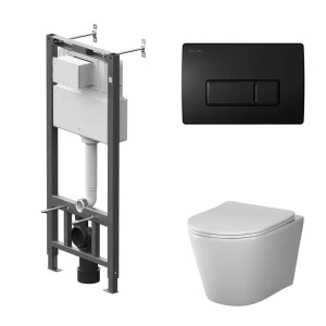 Комплект инсталляции AM.PM Tech с унитазом безободковым AM.PM Flash клавиша AM.PM Tech M черная