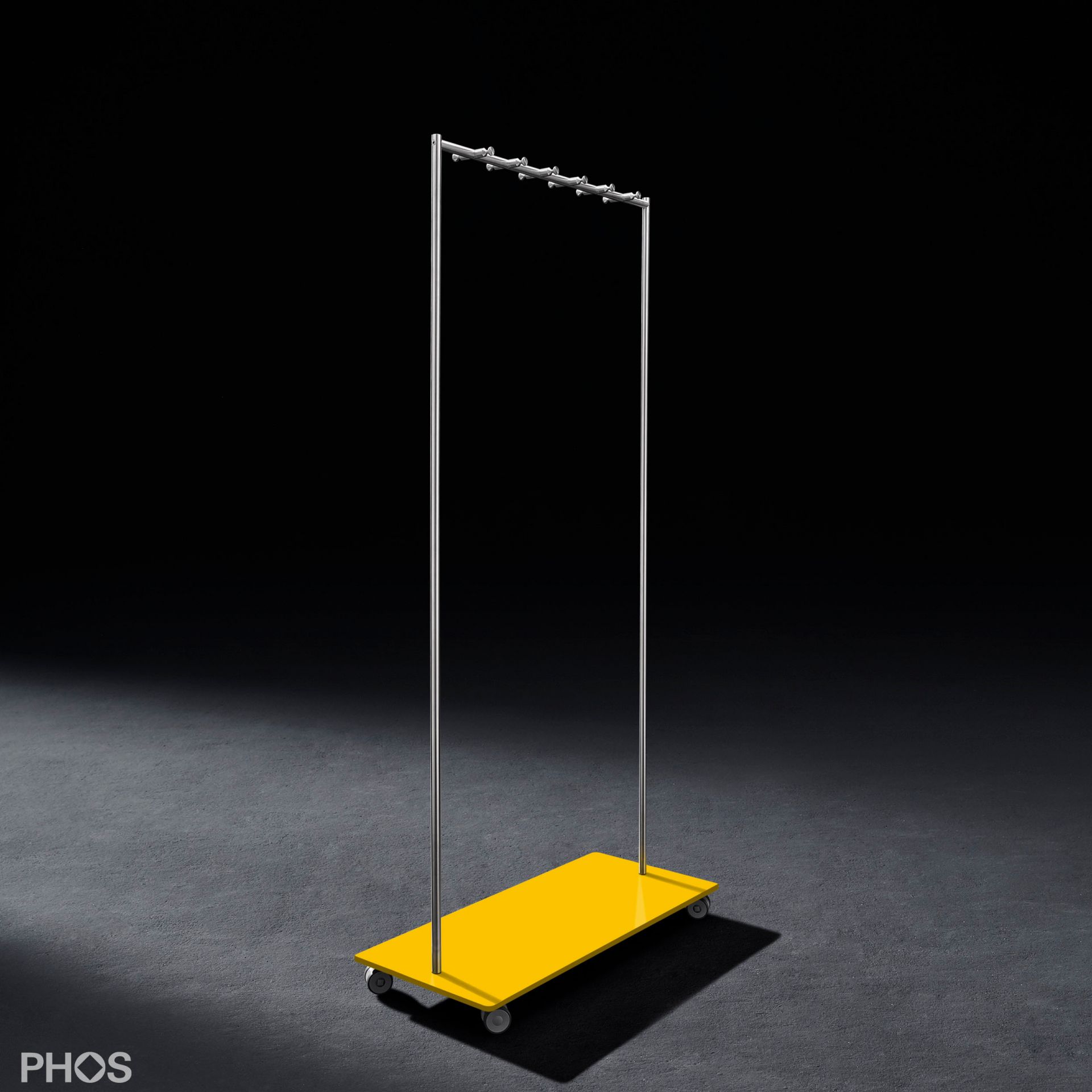 GW2-BPGe Гардеробная тележка Twin Pur с 12 крючками для одежды, основание: желтое. PHOS  - Вид №1