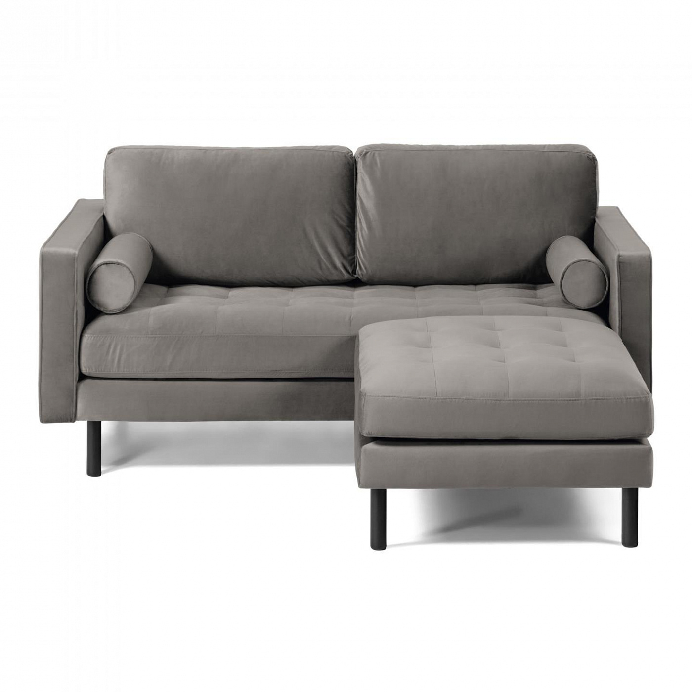 088083 BOGART Диван 2-местный серый бархат с пуфом 182 cm La Forma Debra - Вид №5