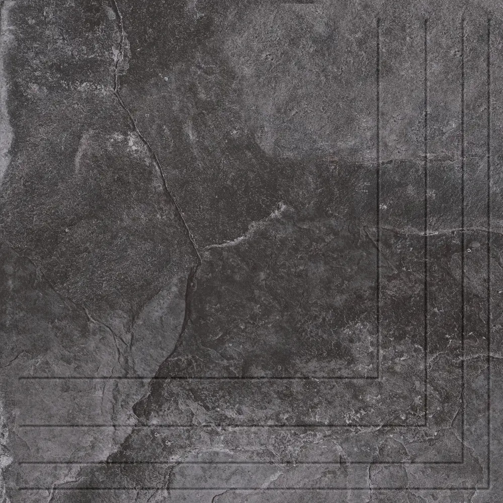 Керамин Касл Рок: угловая ступень с фактурой камня в графитовом оттенке 89411857 STLM-1569181