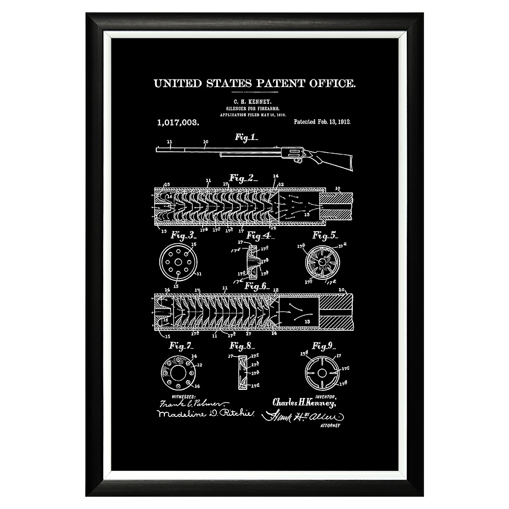 896521413_1818 Арт-постер «Патент на глушитель для огнестрельного оружия» Object Desire 