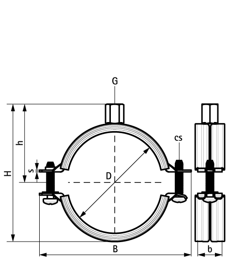 33435137 2S Хомуты с вкладышем epdm (M8/10) для стальных, медных, чугунных и пластиковых (многослойных) труб walraven  - Вид №1