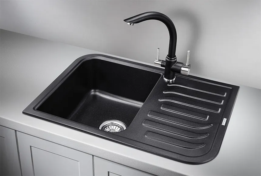 7001, ШВАРЦ (чёрный металлик), кухонная мойка, кварц GRANULA 7001-ST120