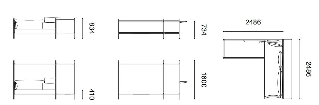 Офис двухсторонний угловой диван Established&Sons сетка ARCH-00116515 - Вид №23