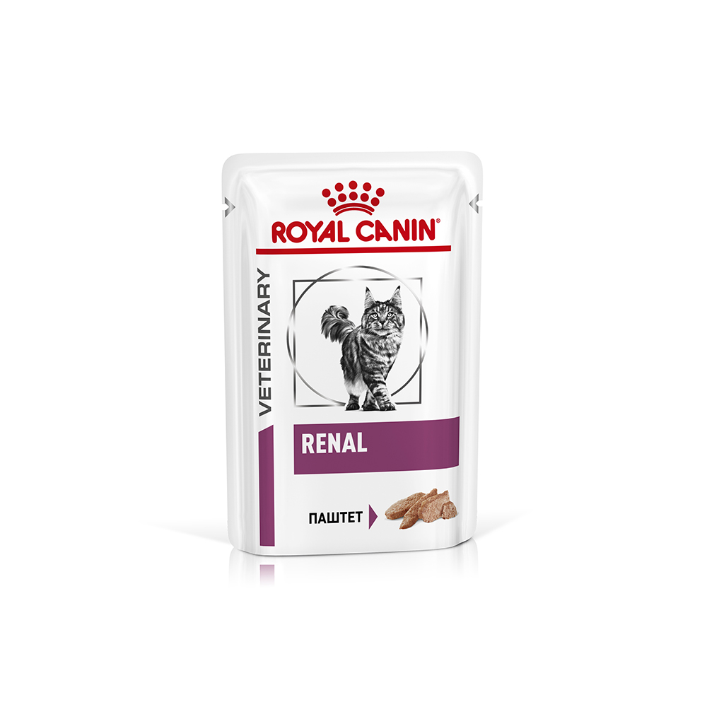 ПР0056174 Корм для кошек Vet Diet Renal при почечной недостаточности курица (паштет) пауч 85г ROYAL CANIN 