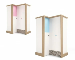 Шкаф угловой ABC-KING , гармошка MIX голубой, правый