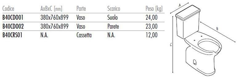 B40cdo01 - b40cdo02 Компакт унитаз с бачком Белый Ponte Giulio Casual Италия - Вид №1