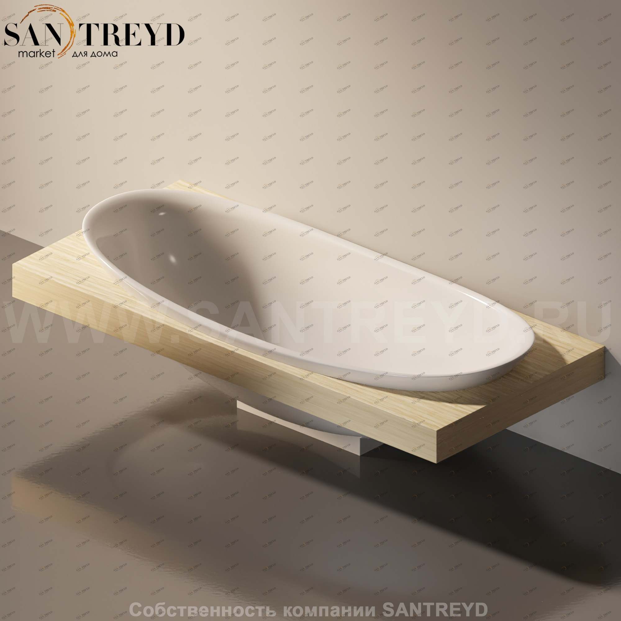 Flaminia IO e SI Столешница с отверстием под ванну светлый дуб IO84M1.WL Ceramica Flaminia IO84M1WL