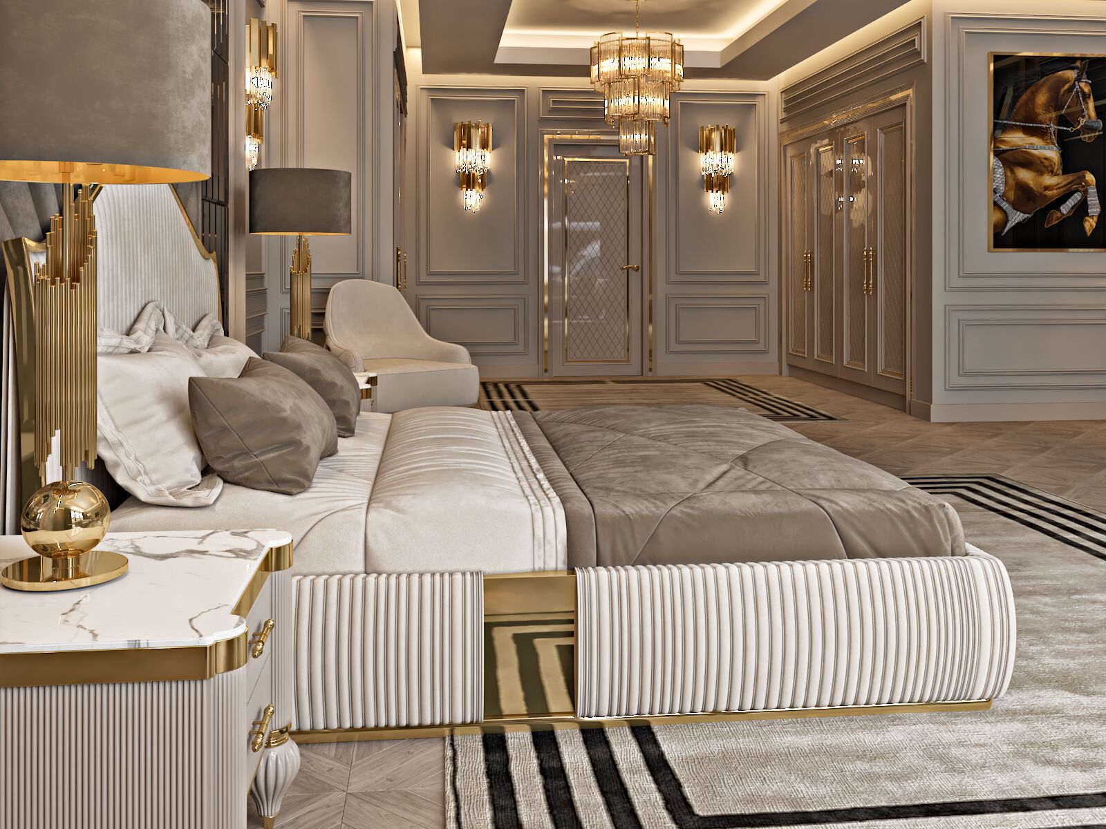 Двуспальная кровать с мягким изголовьем Zebrano Elsiyum ARCH-00143670 - Вид №1