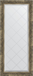 BY 4049 Зеркало с гравировкой в багетной раме - старое дерево с плетением 70 mm EVOFORM Exclusive-G