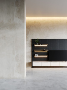 Деревянный шкаф для телевизора с ящиками