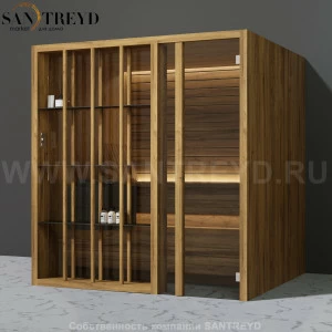 Effegibi YOKU.S80 SA.70100011 Сауна с правой дверью. Мощность: 8 кВт макс. Размеры: длина 202 см, ширина 180 см. Отделка: термообработанное дерево