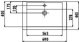 MN070-00CB00E-0000 Раковина MN070 мебельная (45*70) Creavit  - Вид №1