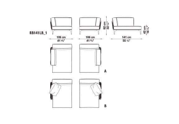 Ткань сад диван с полуостровом B&B Italia Outdoor смородина ARCH-00037375 - Вид №7