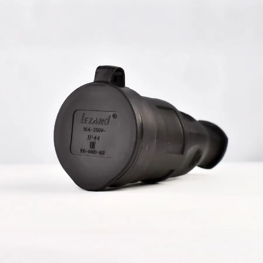 Штепсельный разъем с заглушкой 2Р+РЕ 1х16А 220-240V черный LEZARD 106-0400-0102 - Вид №4