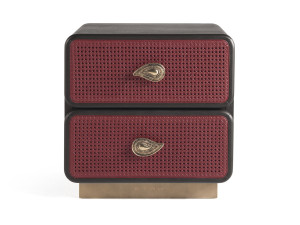 Деревянная квадратная тумбочка с ящиками