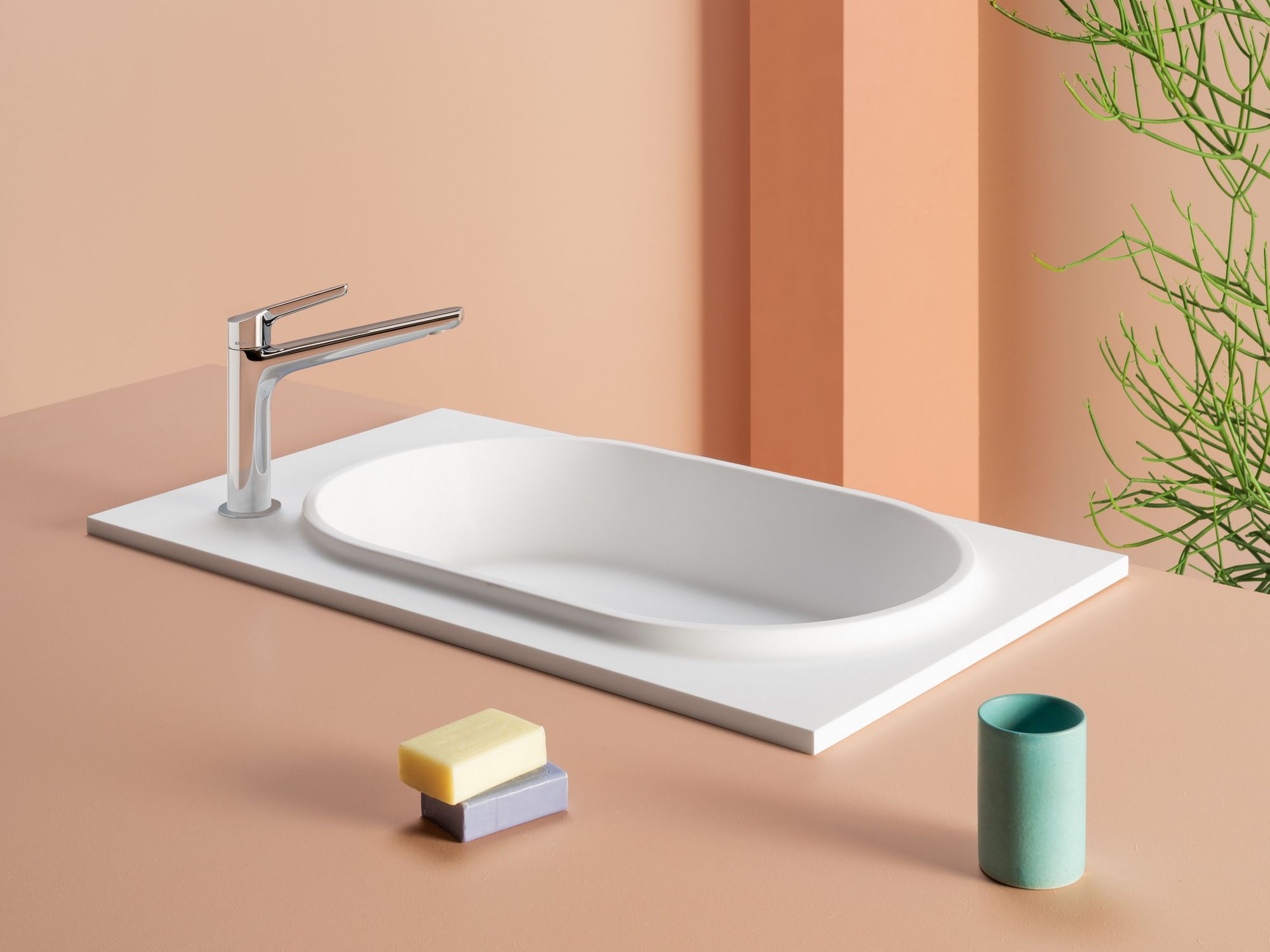 Одиночная овальная раковина из Cristalplant® Zucchetti Rise ARCH-00141145