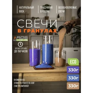 91545428 Набор для изготовления свечей Roscandles 3 цвета и фитиль 2 м цвет капучино фиолетовый синий STLM-0813298