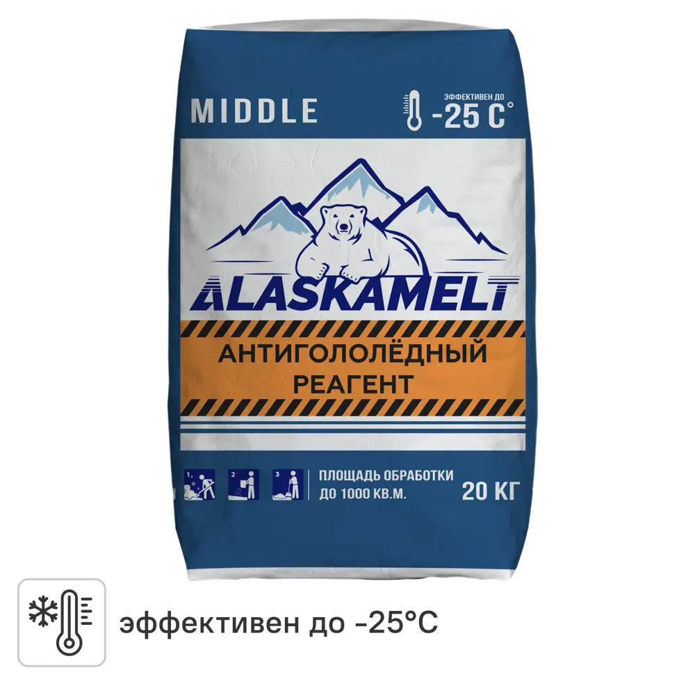 Противогололедные реагенты Alaskamelt Middle комбинированные 20 кг Santreyd STLM-2199815