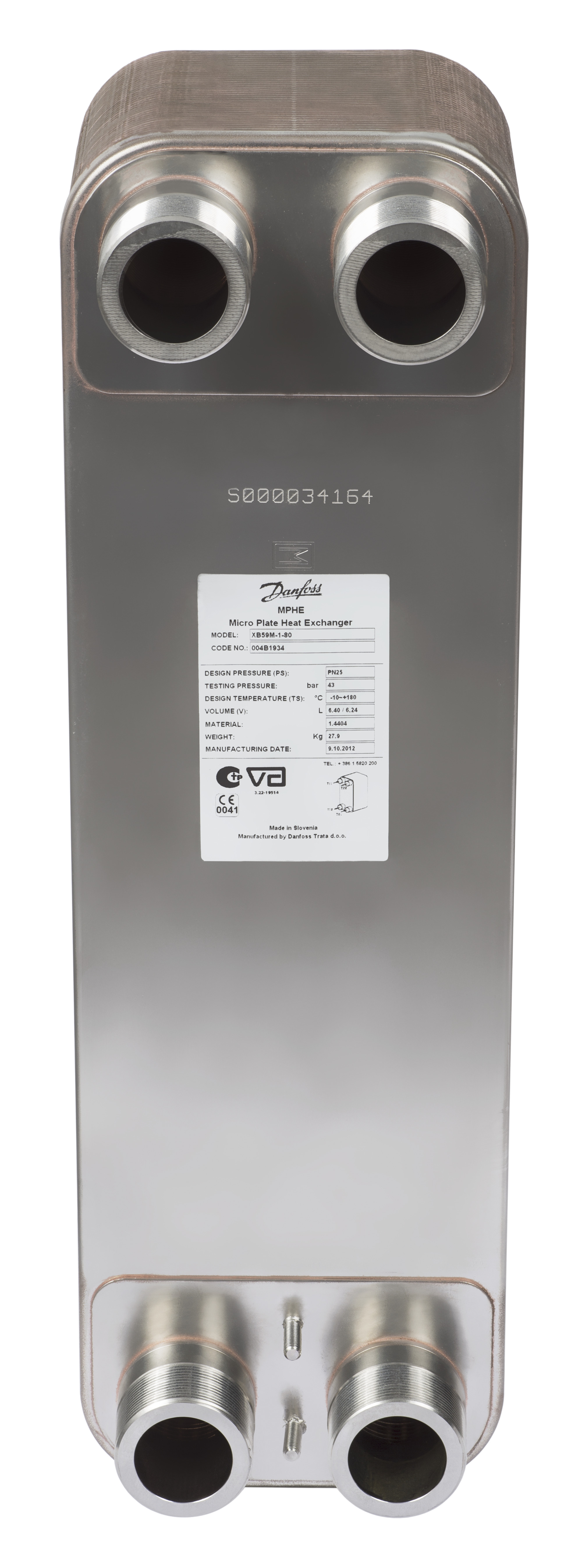 Danfoss Паяный пластинчатый теплообменник серии XB59M XB 59M-1-60 Паяный ТО 004B1932  - Вид №32