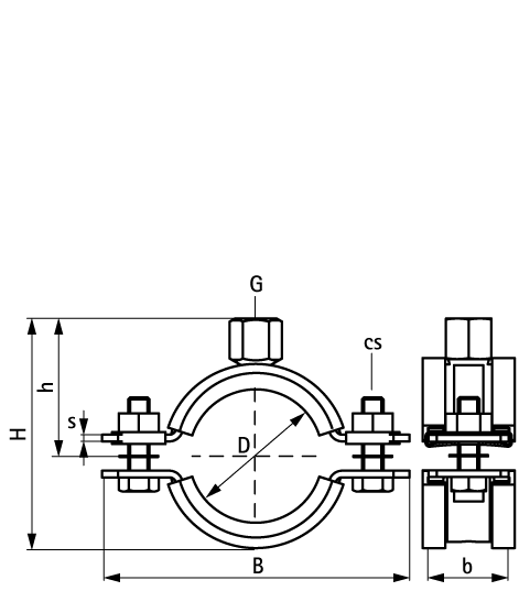 33178204 BIS Хомуты для высоких нагрузок с вкладышем EPDM HD1501 (1/2″) (BUP1000) для всех видов труб walraven  - Вид №1