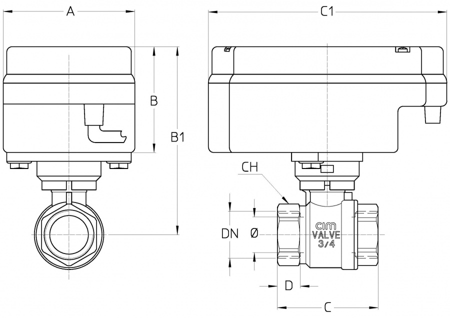 CIMBERIO CIM 602RE24 114 Шаровой кран с электроприводом с реле CIM 602RE24  - Вид №1