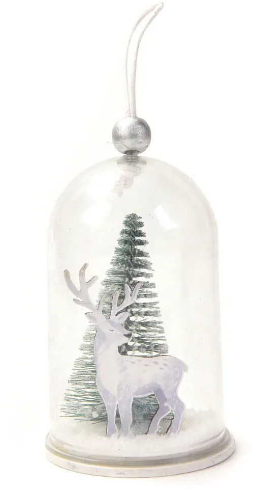 87036544 Елочная игрушка Купол с оленем 10.5x6 цвет белый STLM-0955301