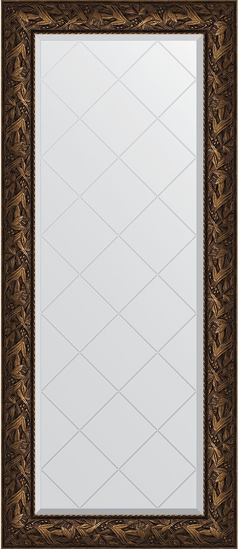 BY 4158 Зеркало с гравировкой в багетной раме - византия бронза 99 mm EVOFORM Exclusive-G