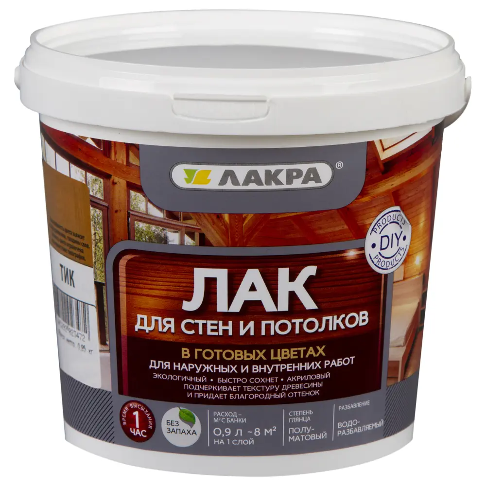 Лак тонированный для стен и потолка Лакра цвет тик 0.9 л STLM-2092111 - Вид №2