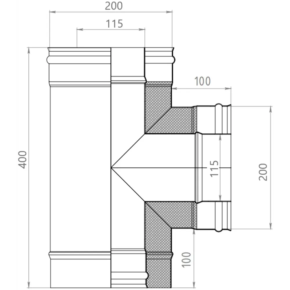 Сэндвич-тройник Металлик и Ко 90° 430/0.8 мм D115x200 мм STLM-2039587 - Вид №4
