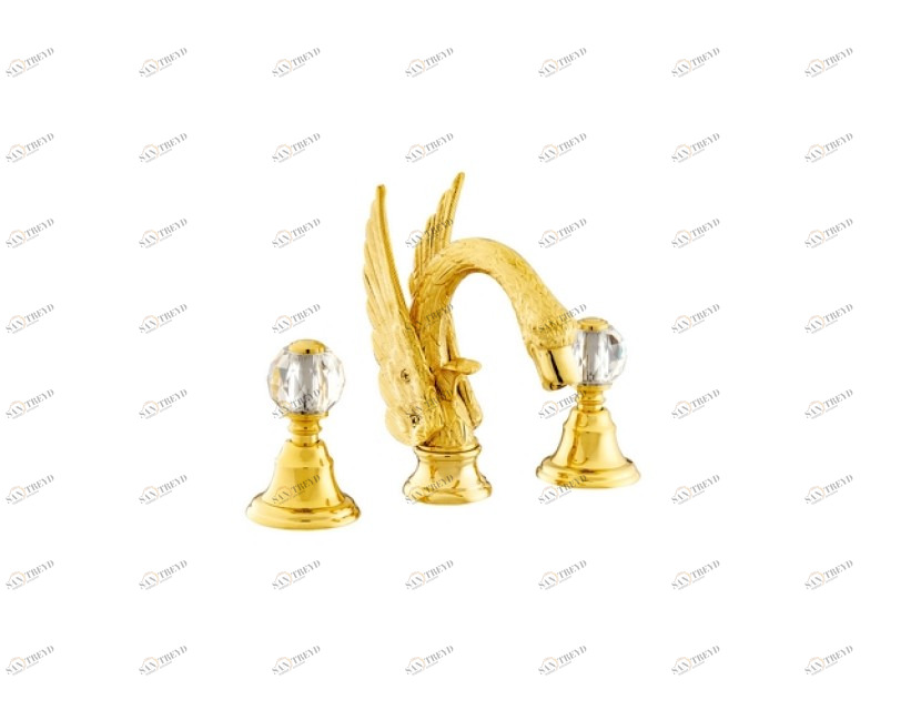 039142.000.30 Раковина с тремя отверстиями и кристаллами swarovski swan series Античная латунь Mestre