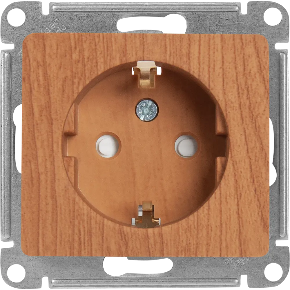 Розетка встраиваемая Systeme Electric Glossa с заземлением со шторками цвет дуб STLM-2004907