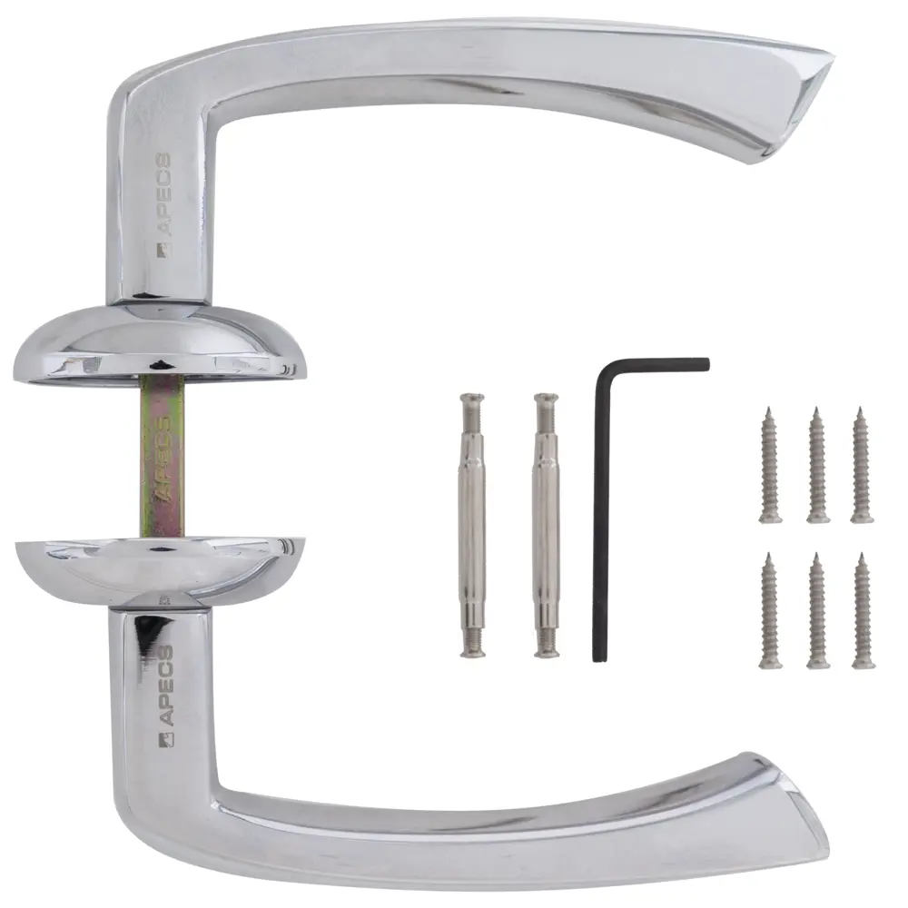 Ручки дверные на розетке Apecs H-0575-Z, цинковый сплав, цвет глянцевый хром STLM-2180351 - Вид №2