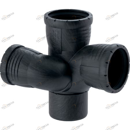 GEBERIT 393.563.14.1 Крестовина Geberit Silent-Pro, правая со смещенным впуском и дополнительным отводом 87,5° 