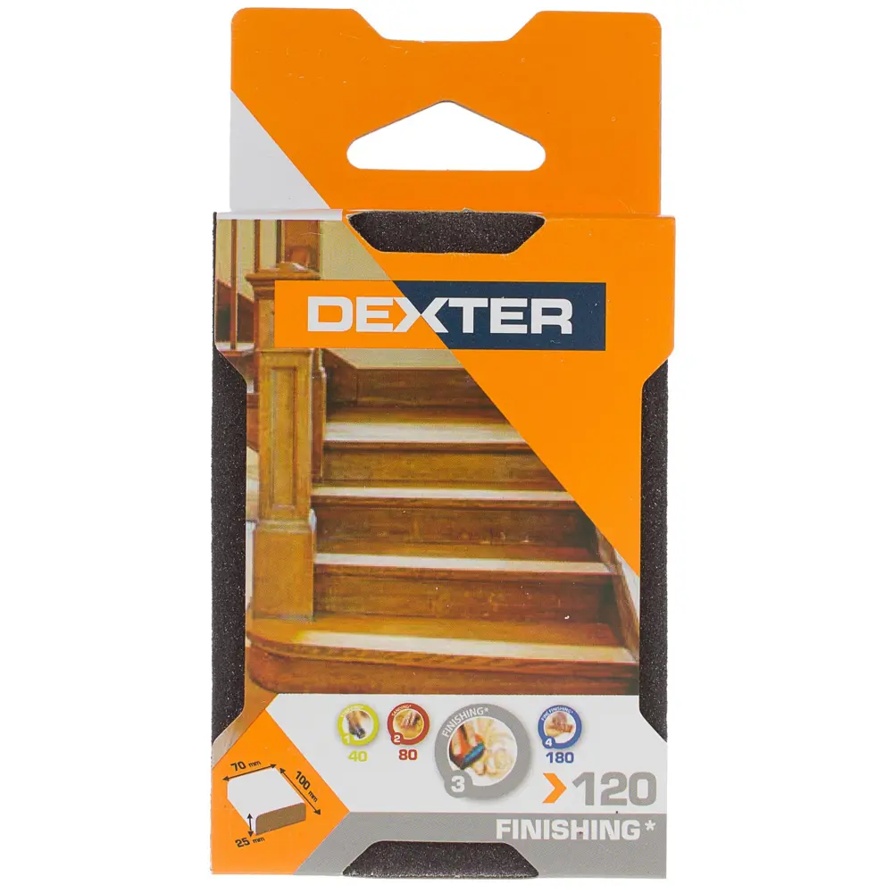 18783904 Губка шлифовальная абразивная четырехсторонняя Dexter P120 100x70x25 мм STLM-0012677  - Вид №2