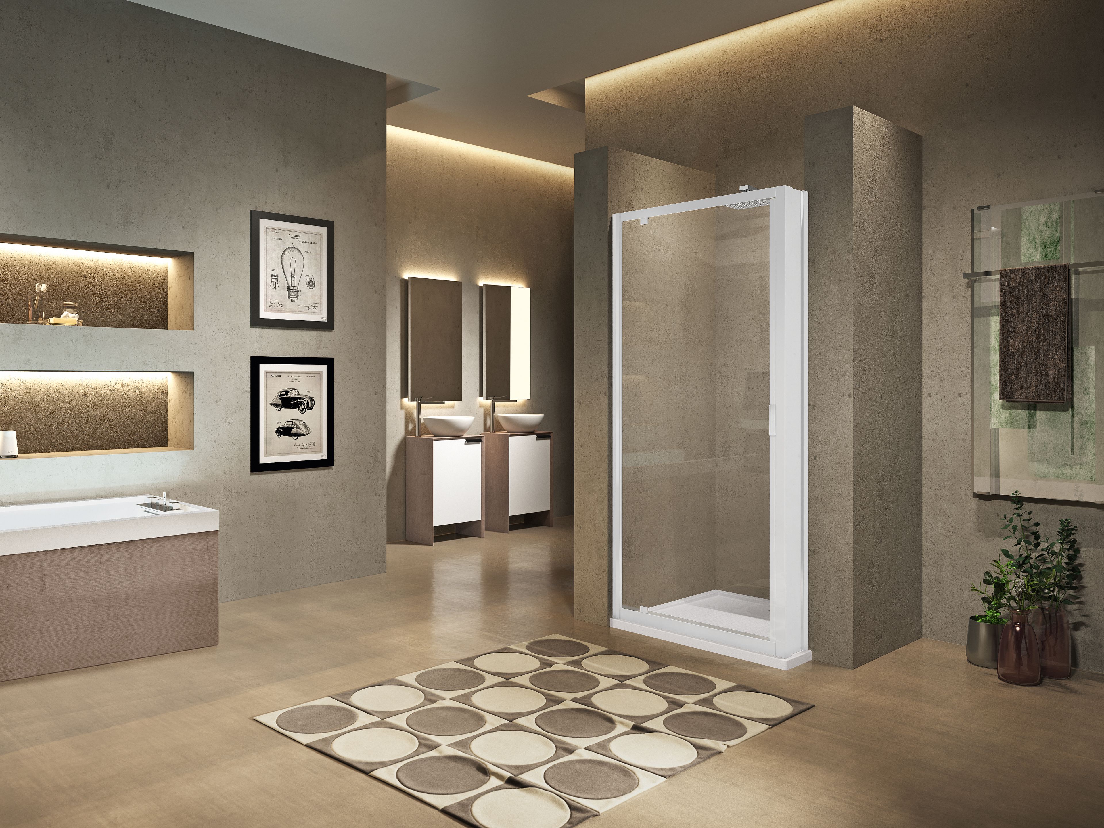 Профиль угловой душевой кабины с распашной дверью Novellini Lunes ARCH-00075095 - Вид №1