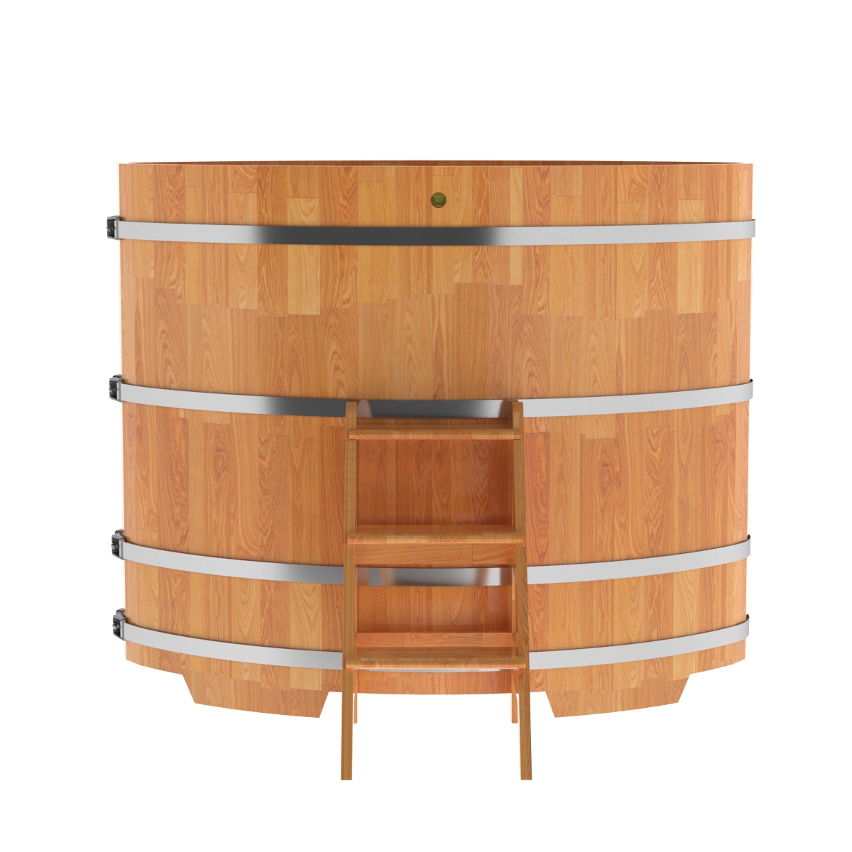 1534 Купель овальная из сращенных ламелей лиственницы 1,02х1,68х1,4 натуральная Alyarus  - Вид №3