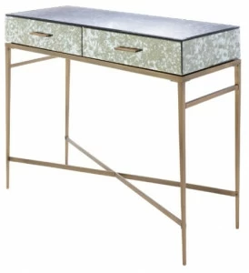 Консоль с ящиками состаренная серая с латунными ножками Dallin PUSHA PUSHA 061001 Зеркальный;золото