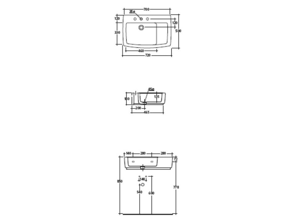 Керамическая прямоугольная раковина с держателем для полотенец Galassia SA.02 ARCH-00052079 - Вид №2