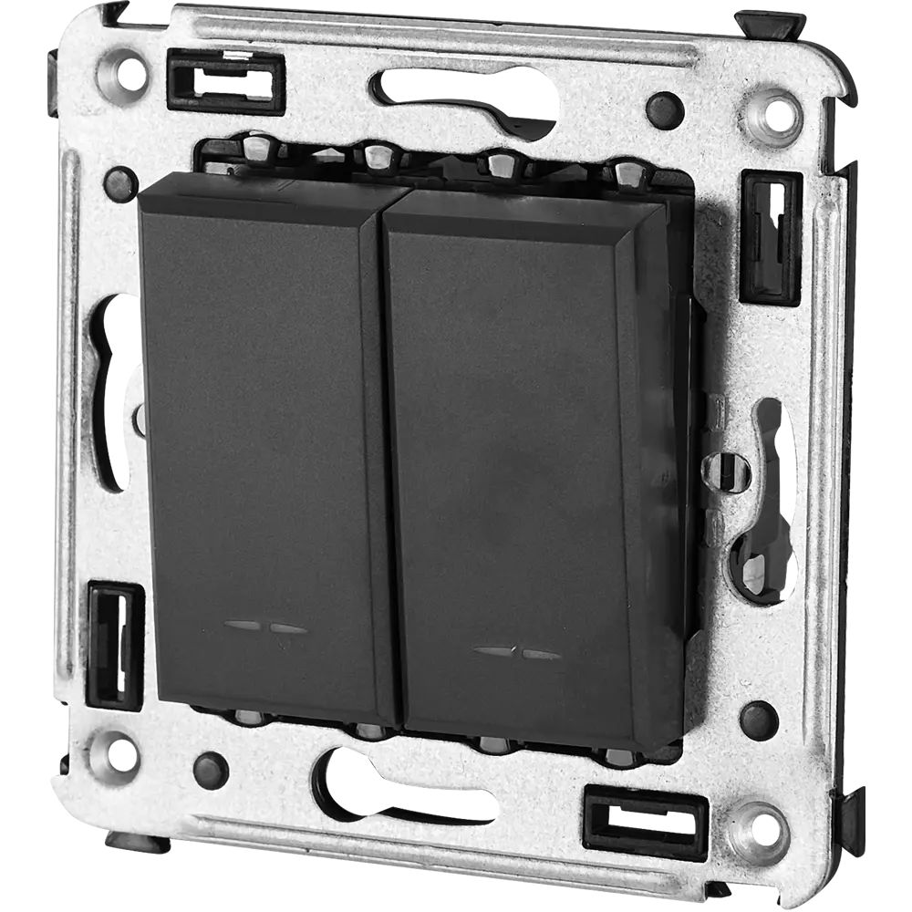 Выключатель встраиваемый DKC Avanti 2 клавиши цвет черный матовый STLM-2052033