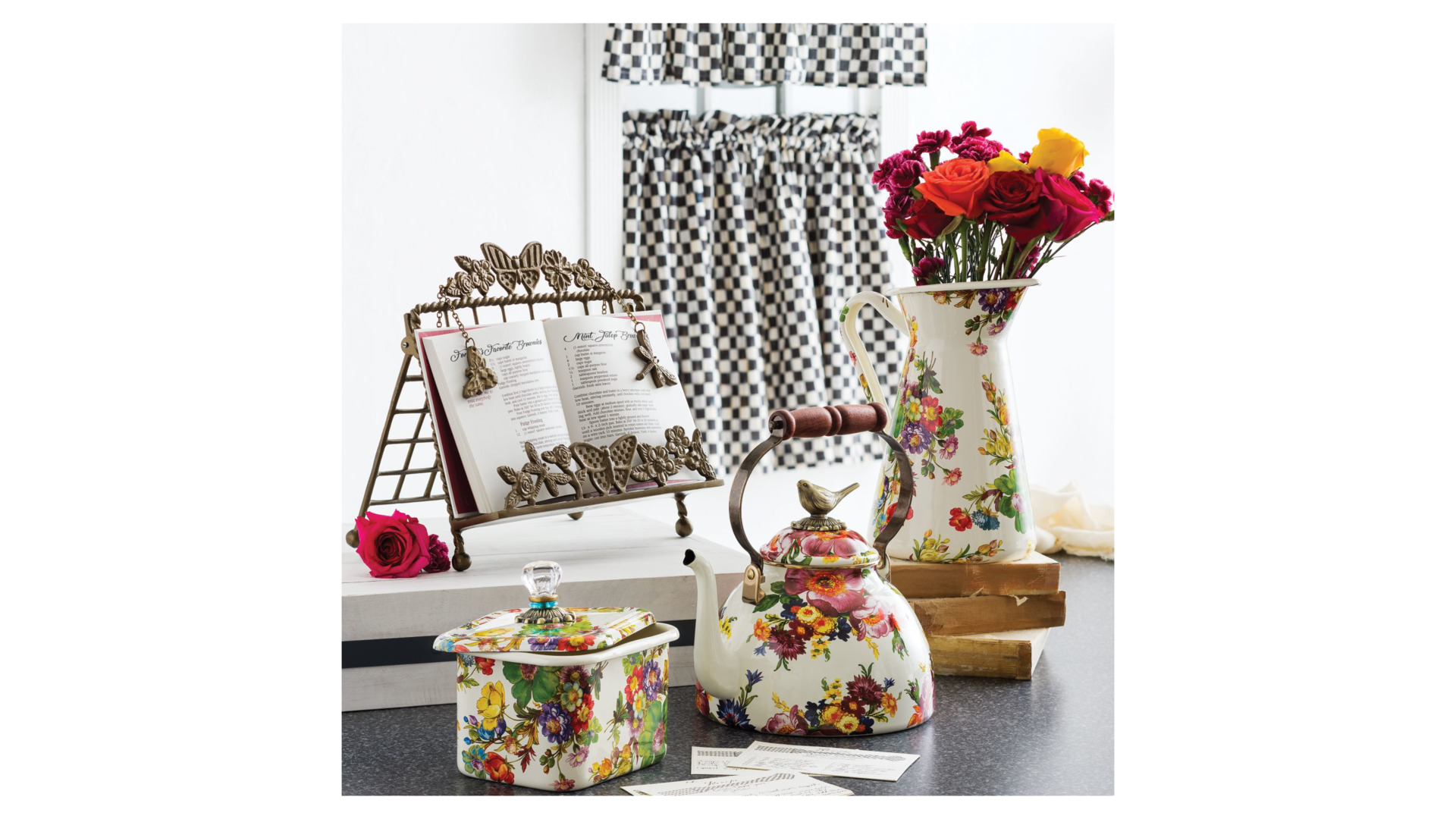 10623718 Mackenzie-Childs Чайник с птичкой 3 литра FLOWER MARKET Сталь  - Вид №2